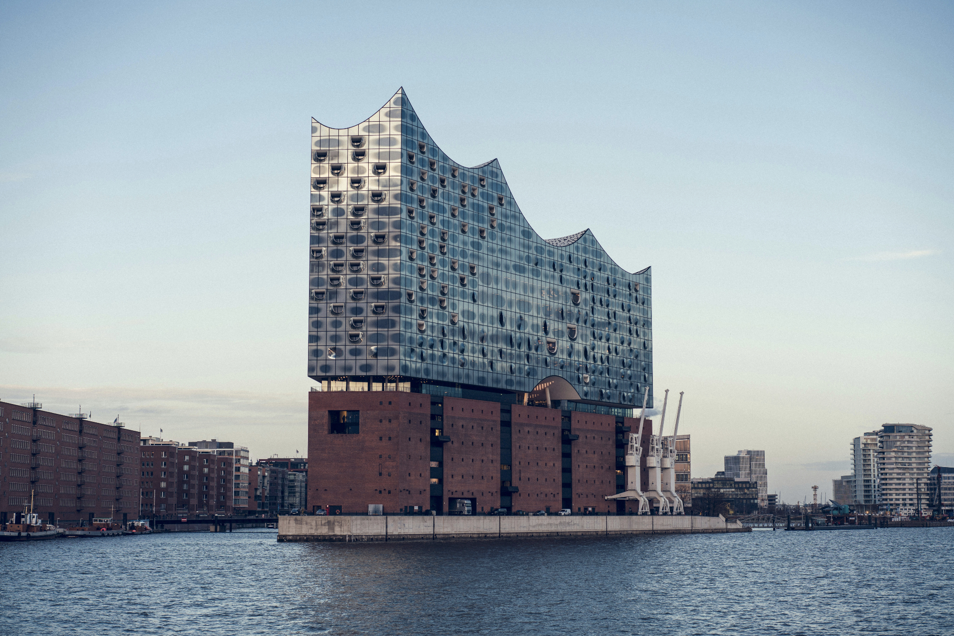 Hamburg Elbphilharmonie concert hall and harbor